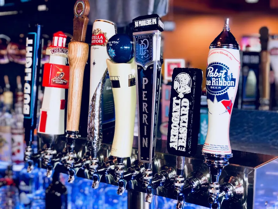 Draft beer taps at the bar